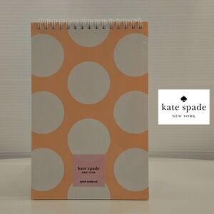 NWT Kate Spade Peach Jumbo White Dot Top Spiral Notebook with Interior Pocket
